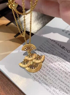 S925纯银项链拉丝工艺繁扇耳环轻奢高端小众级设计感锁骨颈钉饰女