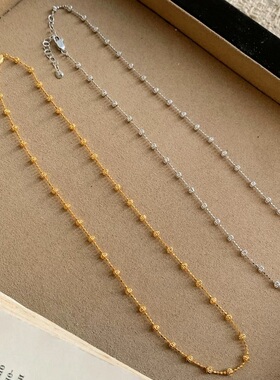 S925纯银项链满天星镭射爆闪珠百搭轻奢高端小众级设计感锁骨颈链