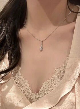 S925纯银项链碳钻香水瓶抽拉式可调节轻奢高端小众级设计感锁骨颈