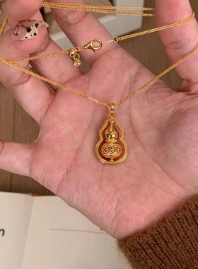 法式复中古葫芦S925纯银项链轻奢小众高端级设计感气质名媛锁骨颈