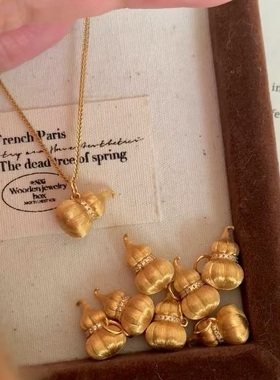 法式意大利S925纯银葫芦拉丝项链轻奢小众高端级设计感锁骨颈链女