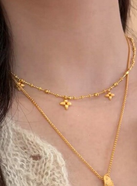 S925纯银项链拉丝工艺栀子花流苏仙女轻奢高端小众级设计感锁骨颈