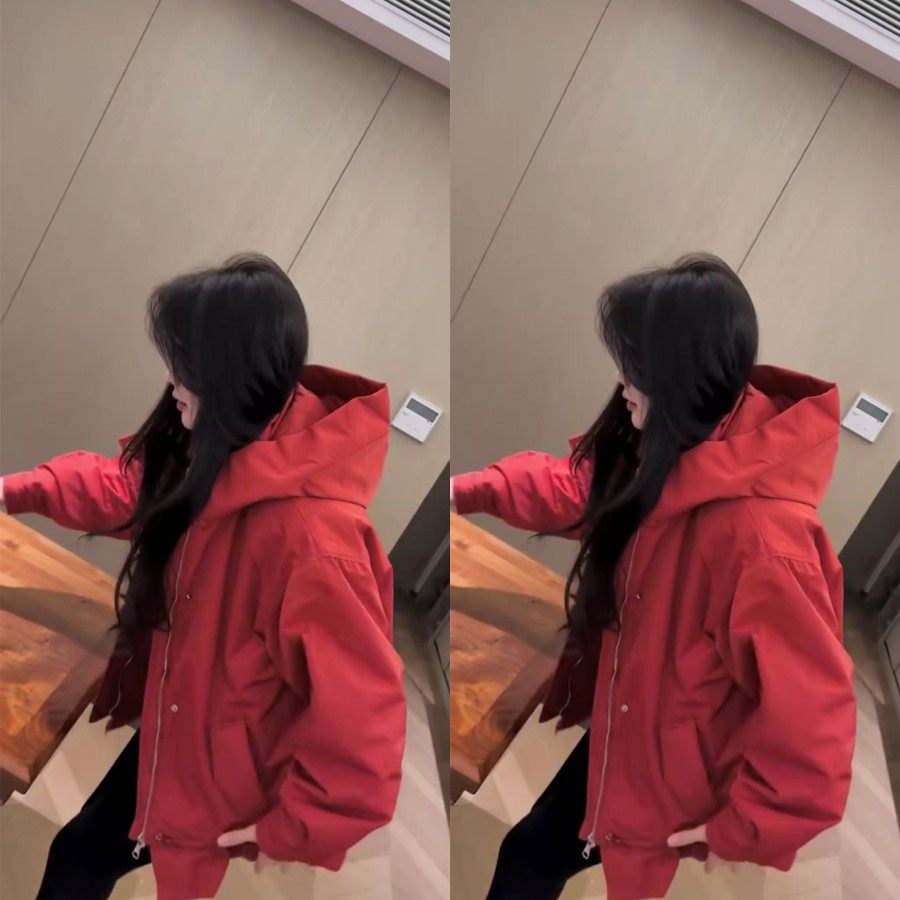 洋气时髦花苞下摆连帽中长款二棉薄外套2026早春新款宽松遮肉百搭,淘宝优惠券,粉丝福利购,淘宝优惠卷