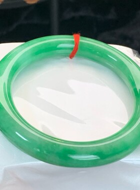 【顺丰包邮】缅甸天然大圈口阳绿圆条翡翠处理手镯一手玉镯冰糯种