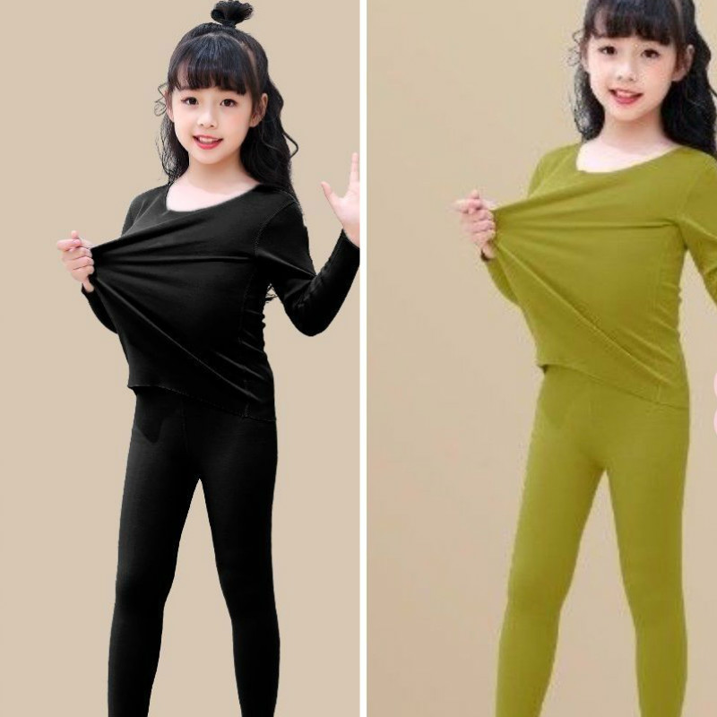 德绒儿童保暖内衣套装秋冬加绒宝宝女童秋衣秋裤冬季睡衣女孩大童 - 图3