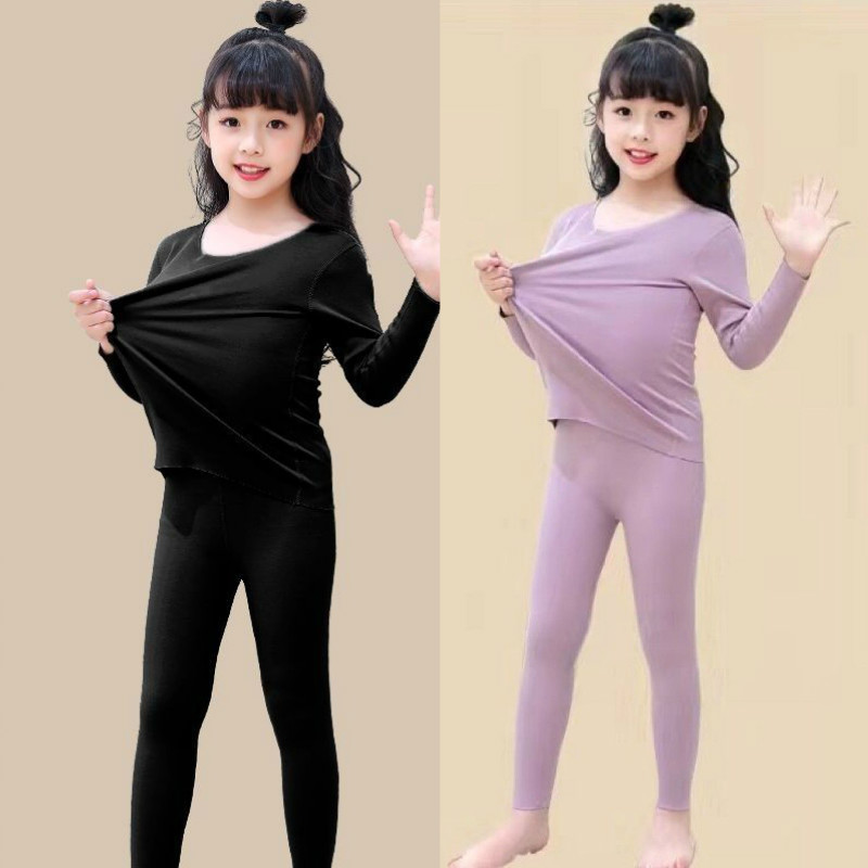德绒儿童保暖内衣套装秋冬加绒宝宝女童秋衣秋裤冬季睡衣女孩大童 - 图1