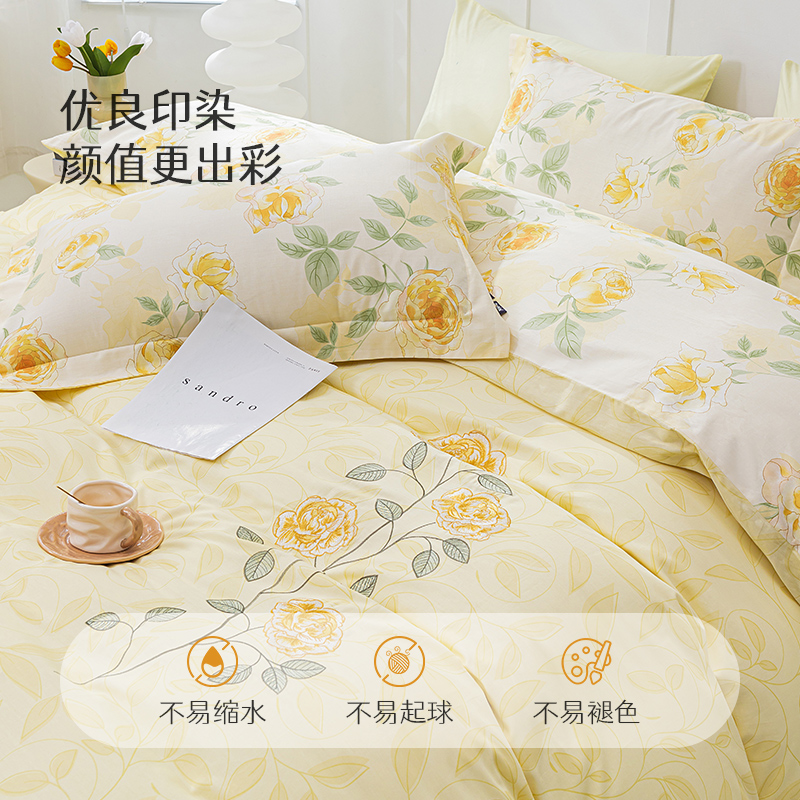 美眠康多喜爱牛奶绒套件亲肤保暖四件套抗静电珊瑚绒被套床单