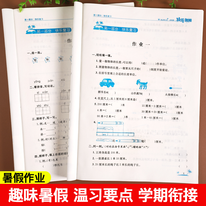 二年级暑假作业下册人教版小学语文数学二升三暑假衔接教材阅读理解口算题卡专项训练习题上册同步练习册练字帖2升3年级暑假昨业下-图1