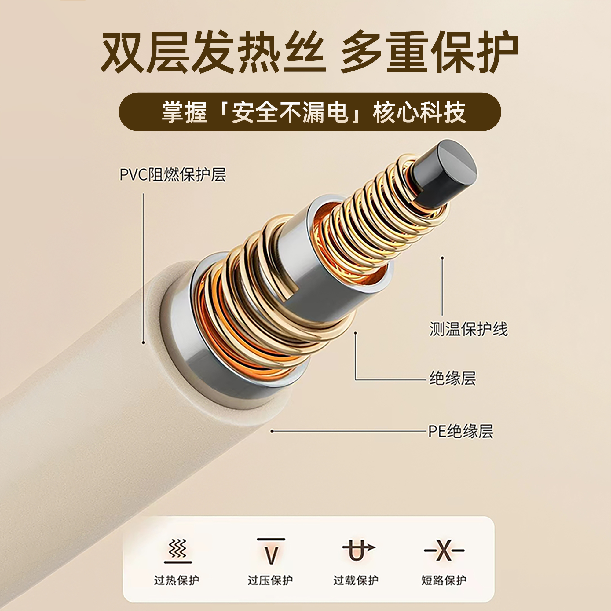 奥克斯电热毯双人单人电褥子双控调温学生宿舍水暖家用辐射无除螨