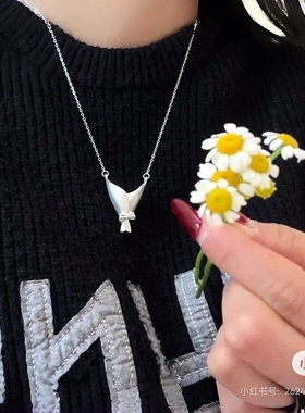 DIY插花花束胸针项链蝴蝶结花束吊坠项链高级轻奢小众精致锁骨链
