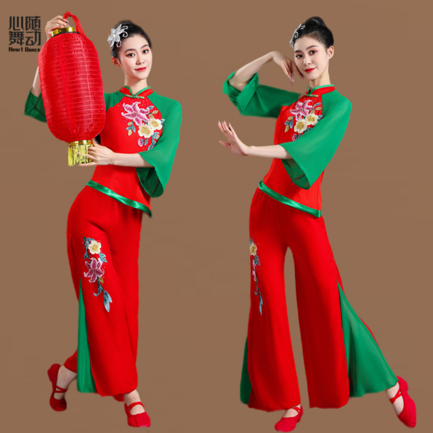 广场舞服装新款套装古典扇子舞秧歌灯笼服中老年跳舞演出表演服女