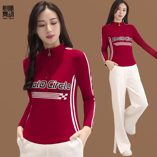 广场舞服装新款秋冬加绒外套保暖防风立领拉链休闲运动外套跳舞服