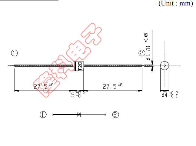 进口 T2D二极管T2D ** 色环电脑电源 液晶电视空调主板伺服双向45