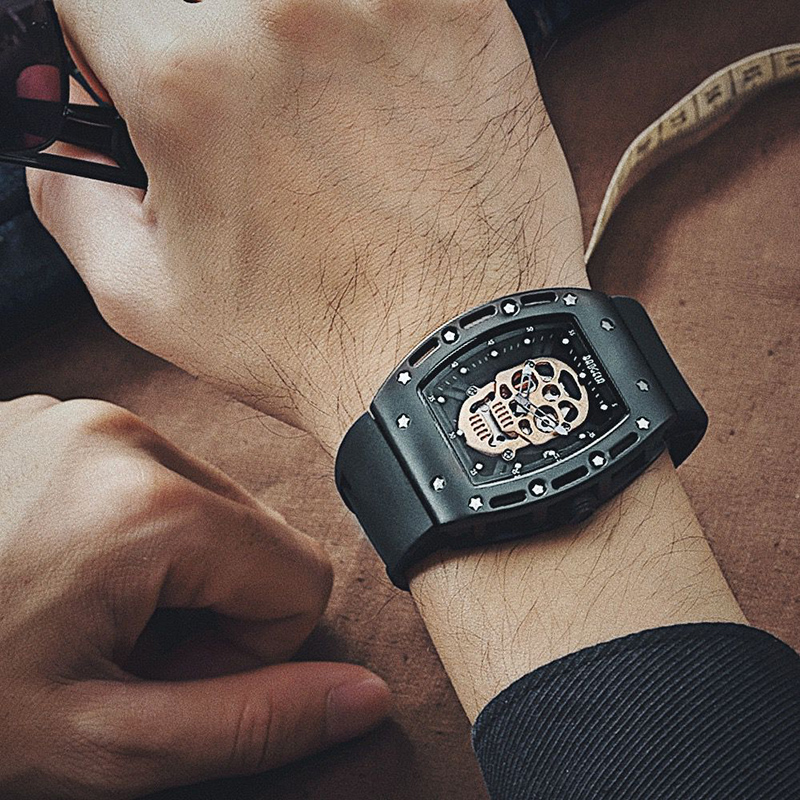Baogela Baogela Richard watch hollow barrel skull luminous domineering  trend student quartz men's watch
