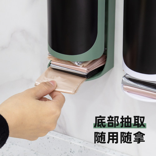 垃圾袋收纳盒壁挂式创意厨房放塑料袋收纳神器抽取式大容量免打孔 - 图0