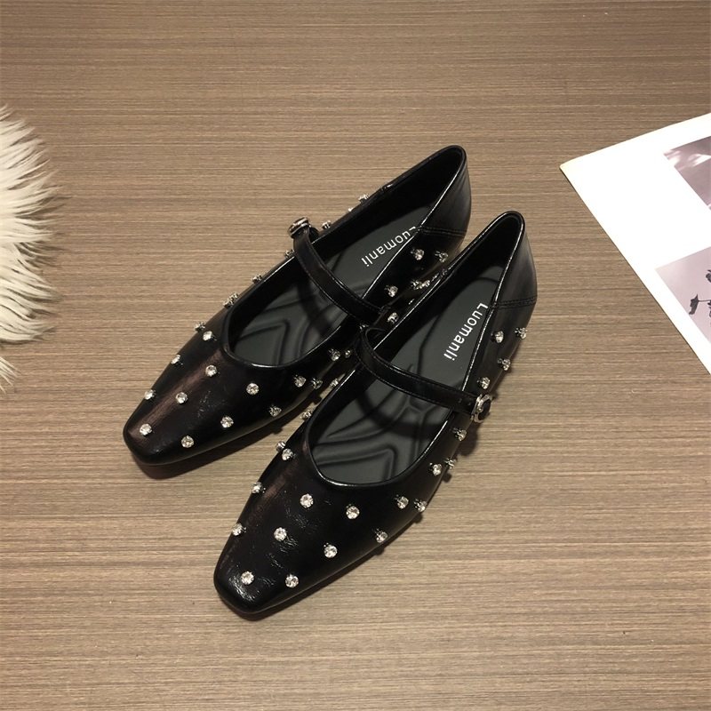 一字扣带水钻浅口单鞋平底春款玛丽珍鞋芭蕾舞鞋,淘宝优惠券,粉丝福利购,淘宝优惠卷