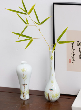 禅意中式风青釉陶瓷茶艺桌小花瓶
