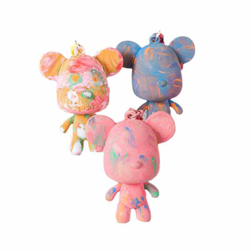 儿童益智卡通玩具礼品diy手工材料包幼儿园节日创意涂鸦熊钥匙扣