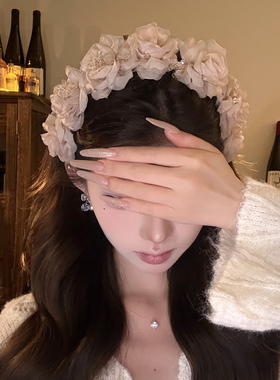 【Mielin】玫瑰泡芙 法式立体花朵发箍女防滑带齿高颅顶头箍发卡