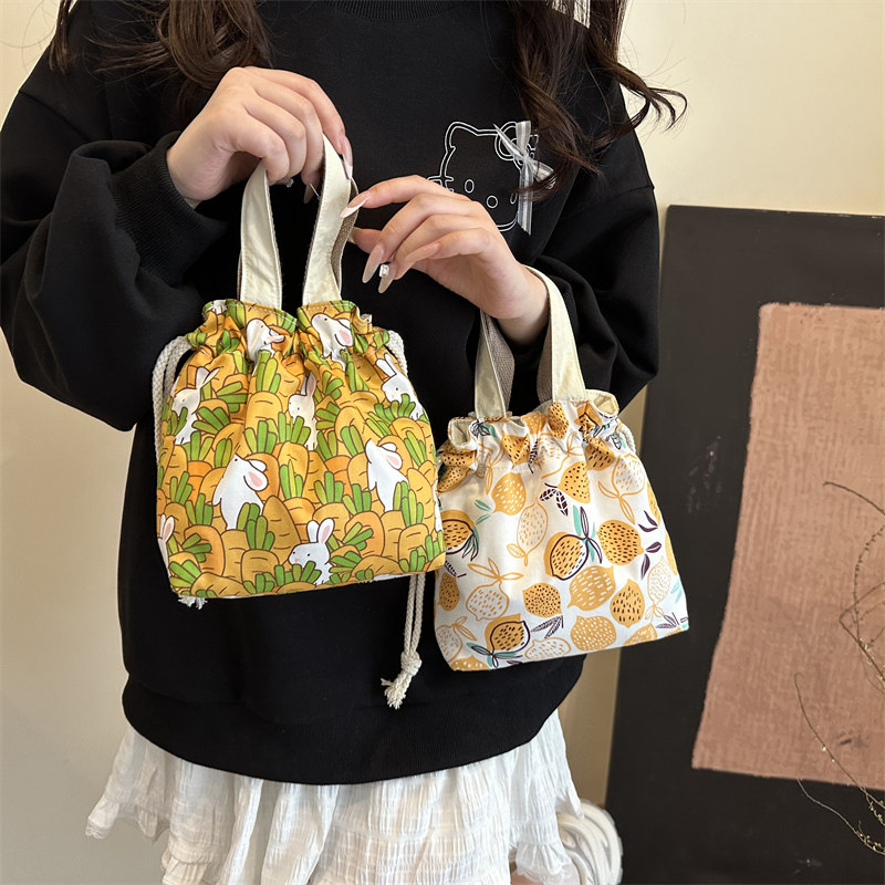 手提包手工布艺2025上班逛街手拎小布包束口手机零钱收纳配帆布袋,淘宝优惠券,粉丝福利购,淘宝优惠卷