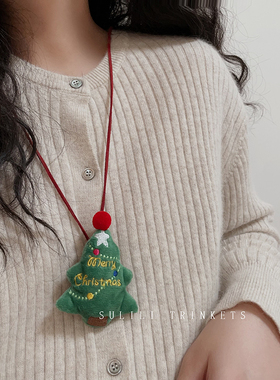 圣诞卡通毛绒项链女新款