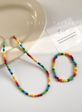 素里里树脂女糖果色项链手链