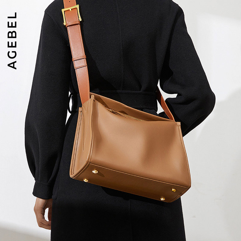 2021秋冬高级感真皮宽肩带大包包 艾吉贝女士包袋