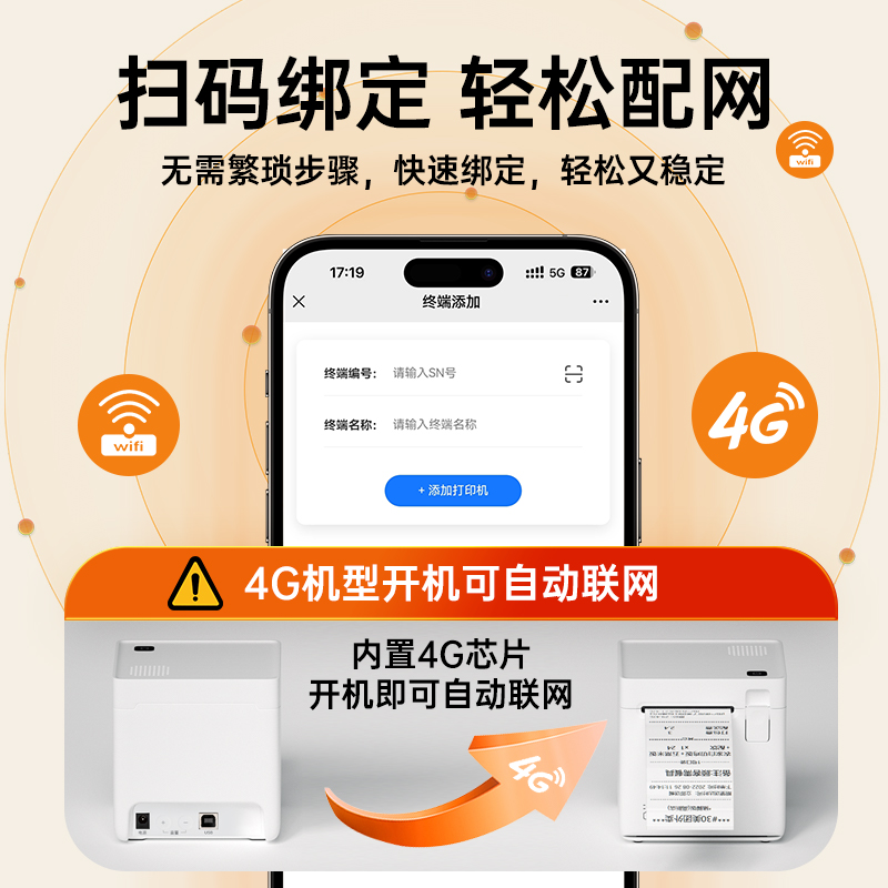 汉印美团饿了么外卖打印机商用wifi全自动接单打单抖音多平台一体机语音4G无线连接热敏打印机小票机TP585W-图2