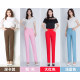 Qiaozhe ສີ່ທາງ stretch ແອວສູງ trousers ຂາກົງສໍາລັບແມ່ຍິງ