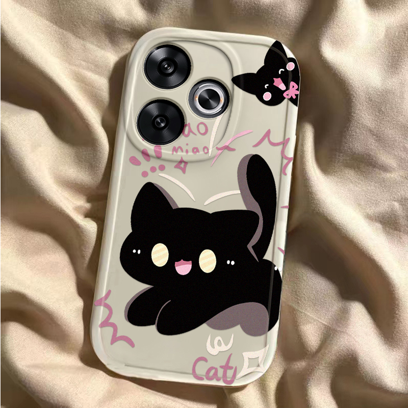 适用红米Note13R手机壳小米RedmiNote13R5G保护套Redmi新款Noto可爱RED液态硅胶软壳全包防摔Not男女黑猫白狗 - 图3