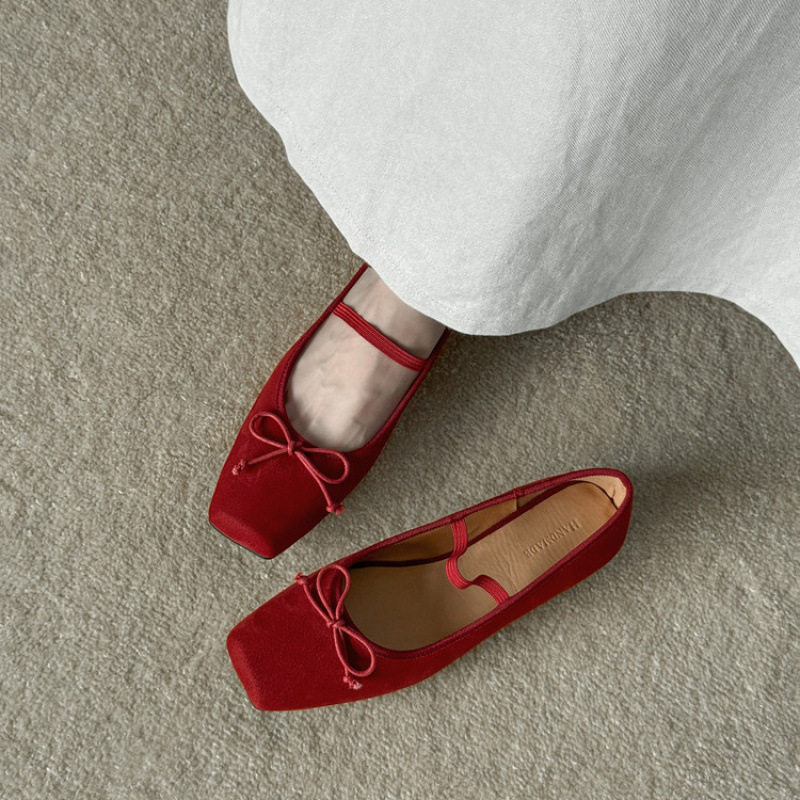 仙女风蝴蝶结一字带浅口单鞋女休闲百搭方头平底玛丽珍鞋,淘宝优惠券,粉丝福利购,淘宝优惠卷