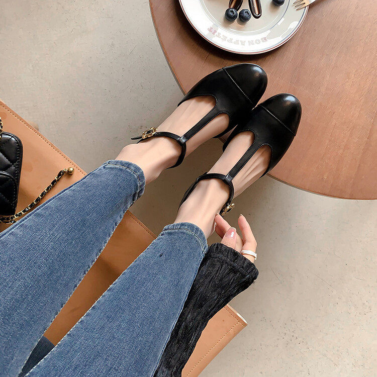 时髦俏皮风小香风玛丽珍丁字带圆头金属花朵款凉鞋2023夏季平底鞋,淘宝优惠券,粉丝福利购,淘宝优惠卷