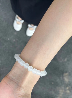 白色手链仿白玉色女生盘珠手串