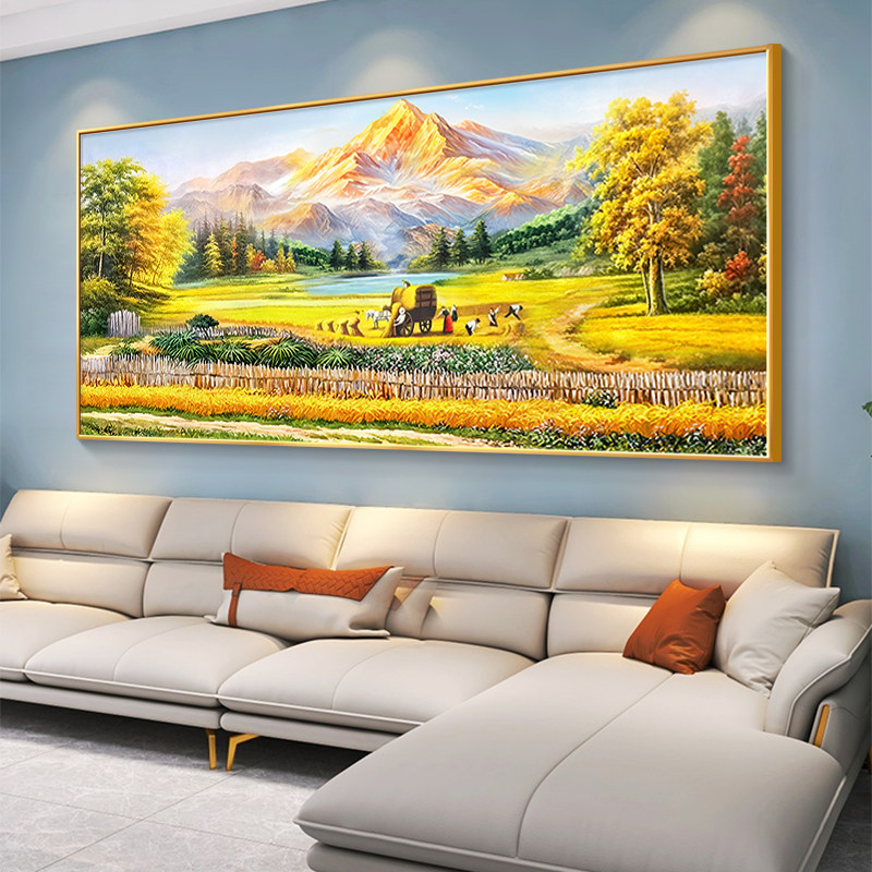 梵高丰收手绘油画客厅装饰画轻奢高级感沙发背景墙挂画风景画壁画,淘宝优惠券,粉丝福利购,淘宝优惠卷