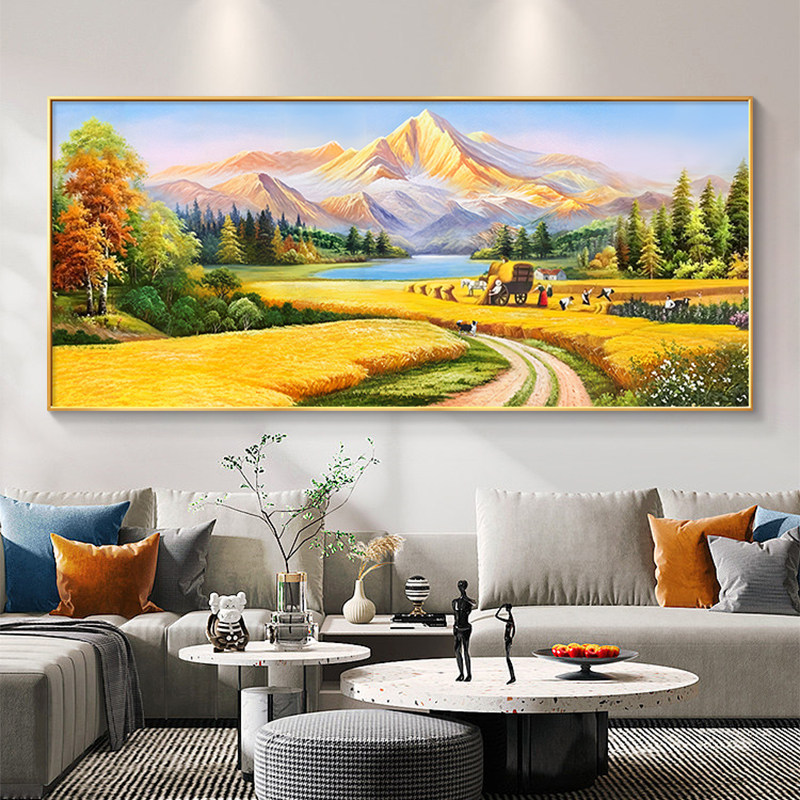 梵高丰收手绘油画客厅装饰画轻奢高级感沙发背景墙挂画风景画壁画,淘宝优惠券,粉丝福利购,淘宝优惠卷