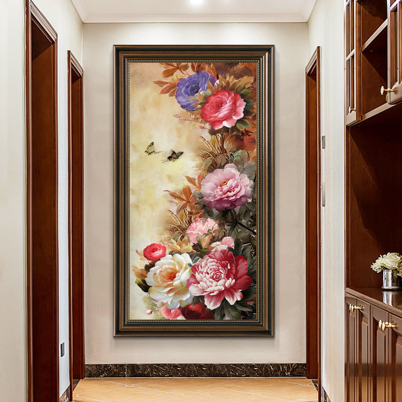 纯手绘油絵応接間の装飾画玄関通路古典花卉壁の絵