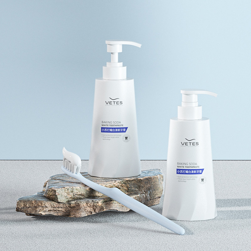 小苏打亮白牙齿清新口气按压式口腔 维特丝牙膏