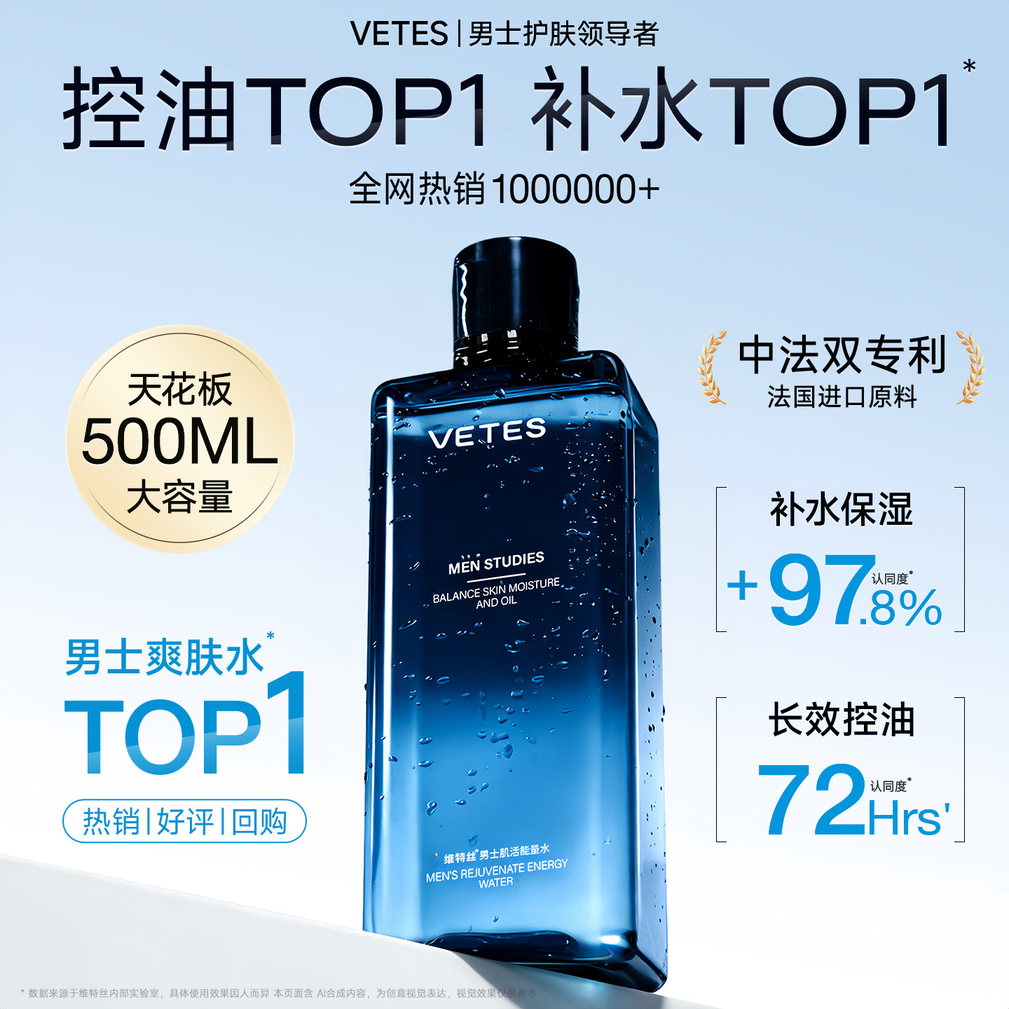 维特丝男士爽肤水补水保湿控油清爽护肤品精华润肤水乳须后正品