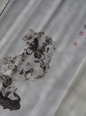 是名一鹿太湖石挂画原创