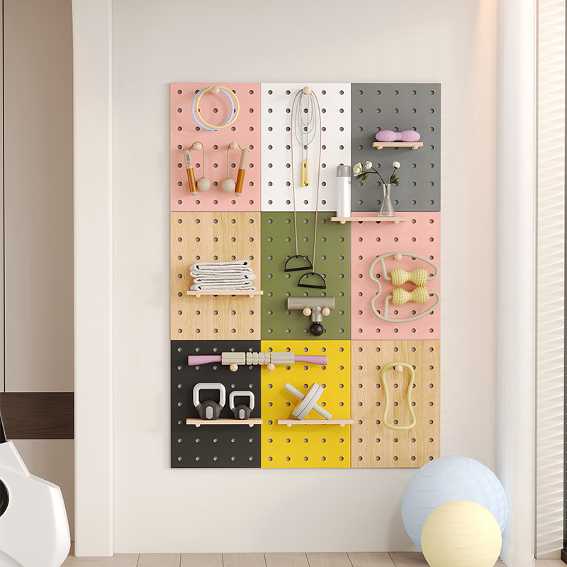 Double-sided, no-punch hole-board floor-standing shelf