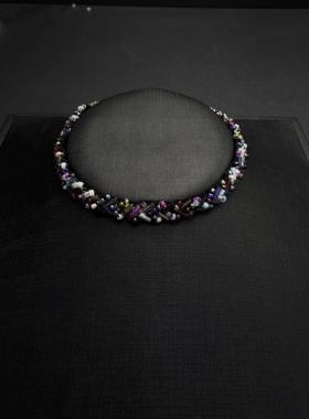 Vintage古著爆款手工网布钉珠单人字花边彩色钉珠花边钉珠B9204