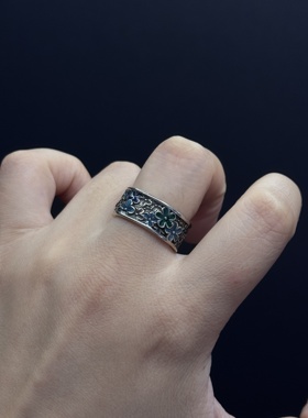 繁花似锦戒指女新中式复古珐琅彩国潮民族风开口可调节指环R30409