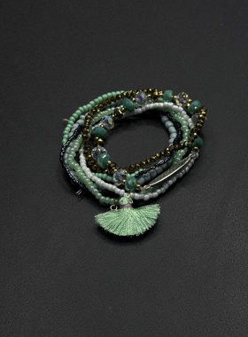 波西米亚风小米珠多层串珠手链女生夏天民族风小众复古手R82353