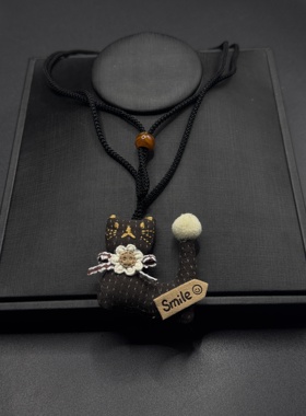 原创设计手工编织项链女小众高级感毛衣链配饰小猫咪项链B122855