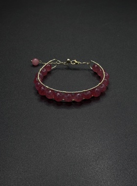 天然草莓晶手链女圆珠手链R21706