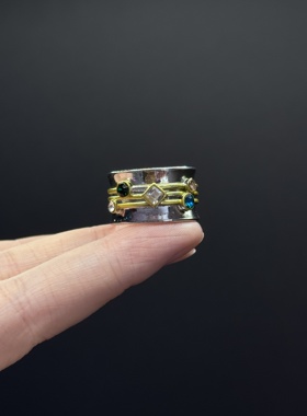 复古款推荐简约几何结构多色女士戒指舞会派对配曹适饰品R30501