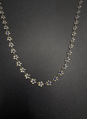 New Vintage古著 blue flowers 项链