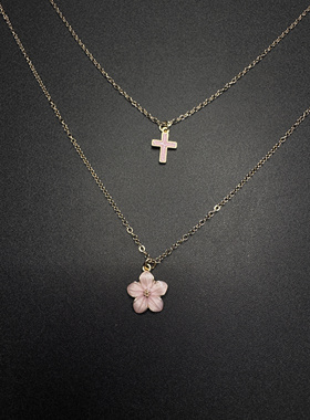 Vintage古著设计感古早风Cerium花朵项链