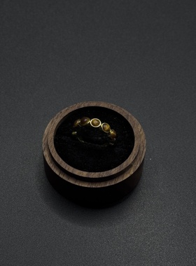 咖色圆形虎眼石开口戒指复古轻奢气质时尚食指戒百搭指环女P11251