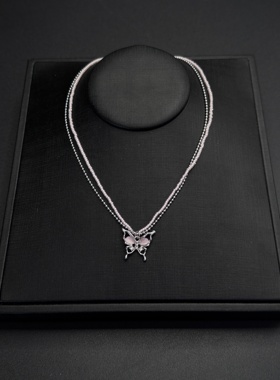 Vintage古著设计感古早风独特小众蝴蝶项链R52911